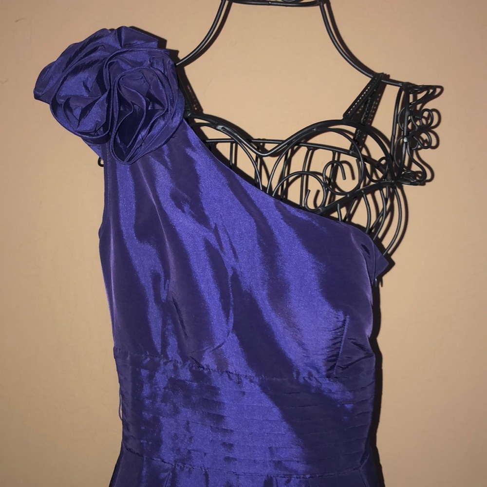 One shoulder cocktail or prom dress.